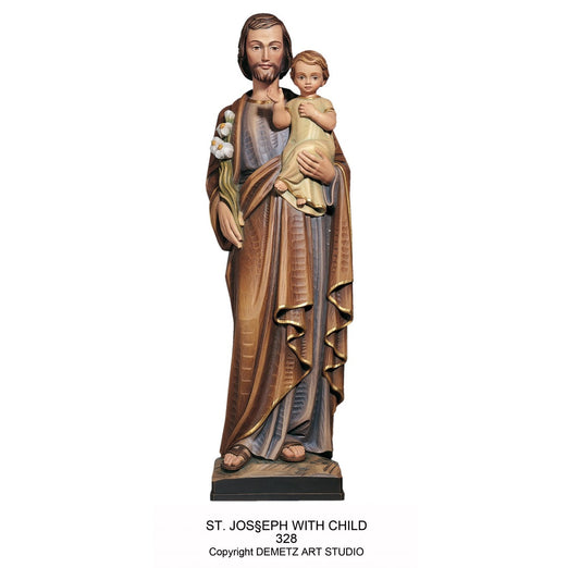 #328 Saint Joseph with Child Statue | Handmade In Italy | All Finishes & Sizes