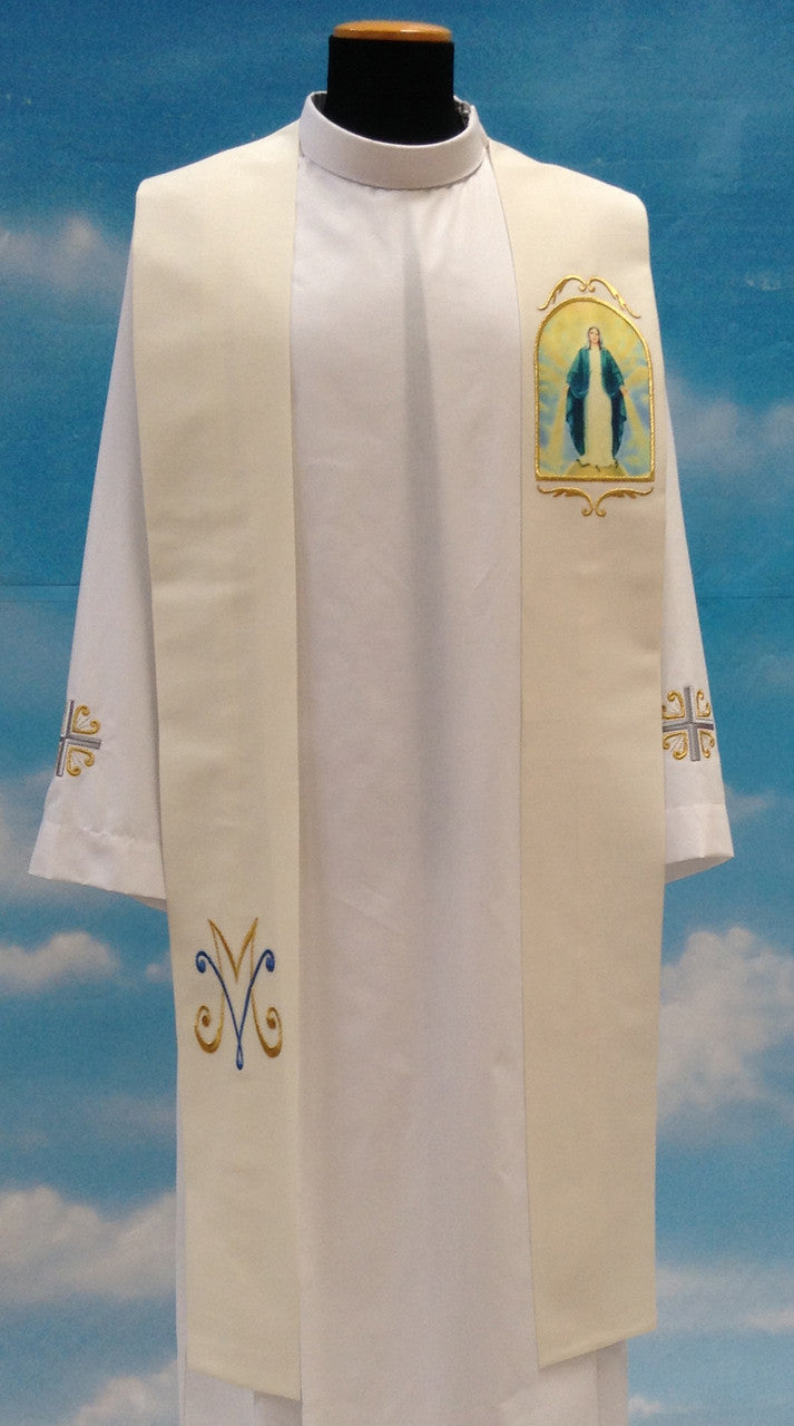 #341 Printed Our Lady of Grace Overlay Stole | 100% Poly