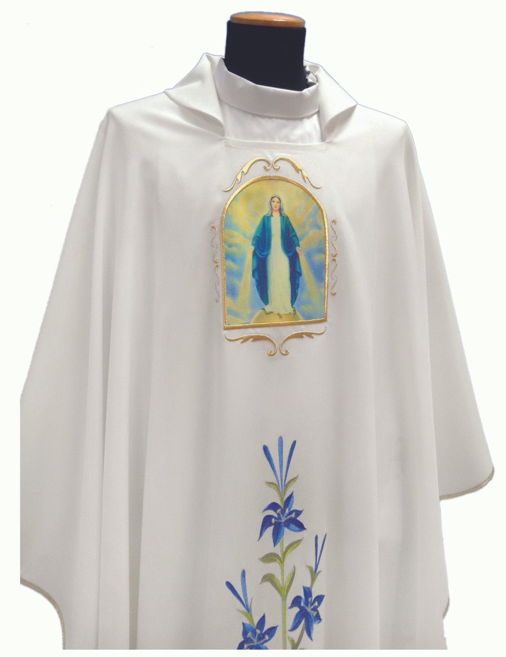 Printed Our Lady of Grace Marian Chasuble | Square Collar | 100% Poly