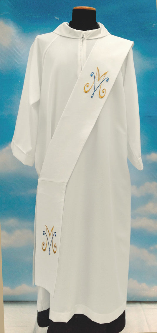 #345 Embroidered Marian Deacon Stole | 100% Primavera Polyester