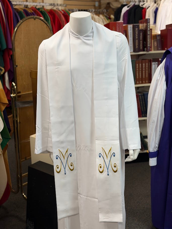 #345 Embroidered Marian Overlay Stole | 100% Primavera Polyester