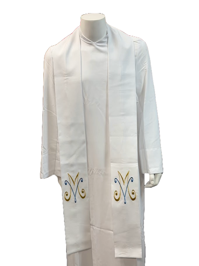 #345 Embroidered Marian Overlay Stole | 100% Primavera Polyester