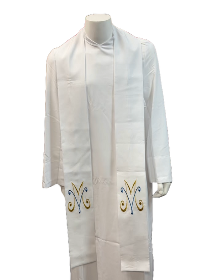 #345 Embroidered Marian Overlay Stole | 100% Primavera Polyester