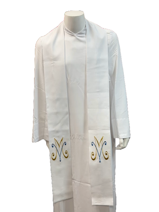 #345 Embroidered Marian Overlay Stole | 100% Primavera Polyester