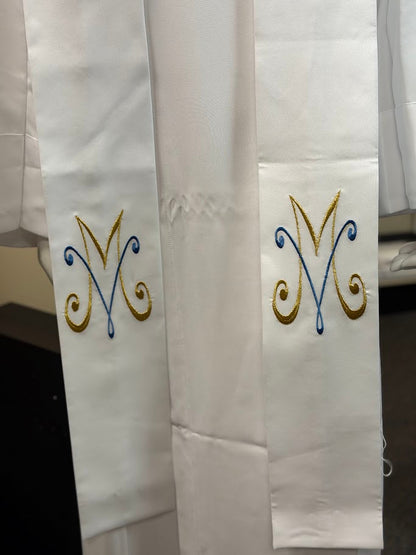 #345 Embroidered Marian Overlay Stole | 100% Primavera Polyester
