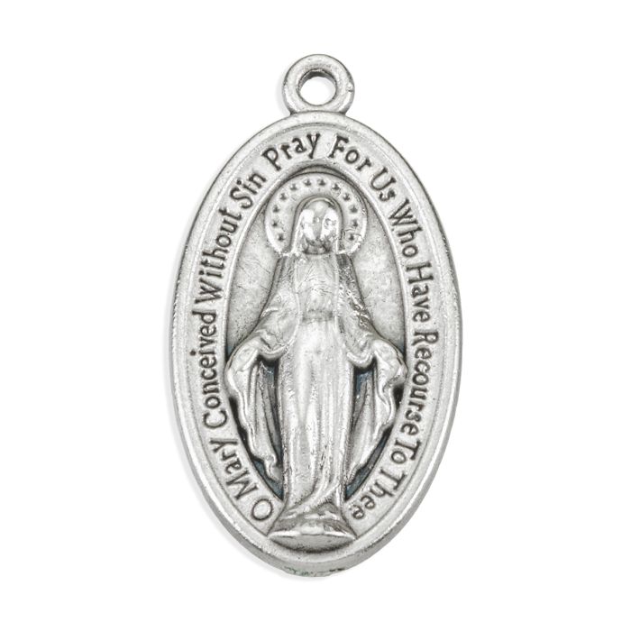 Miraculous Medal in Antiqued Silver Oxidized Finish