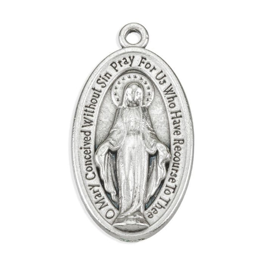 Miraculous Medal in Antiqued Silver Oxidized Finish