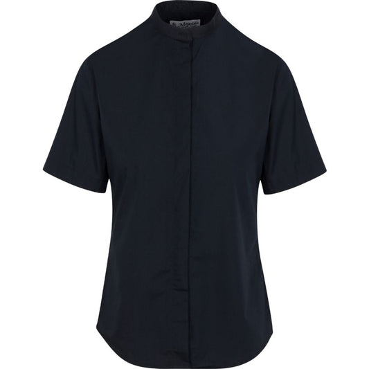 Women's Black Clergy Shirt | Neckband Collar | Short Sleeve | Poly/Cotton