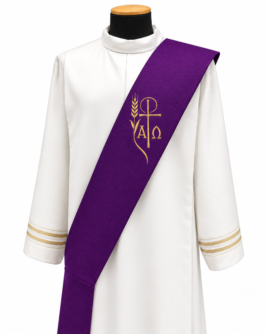 #361 Embroidered Alpha Omega Deacon Stole | 100% Polyester | All Colors