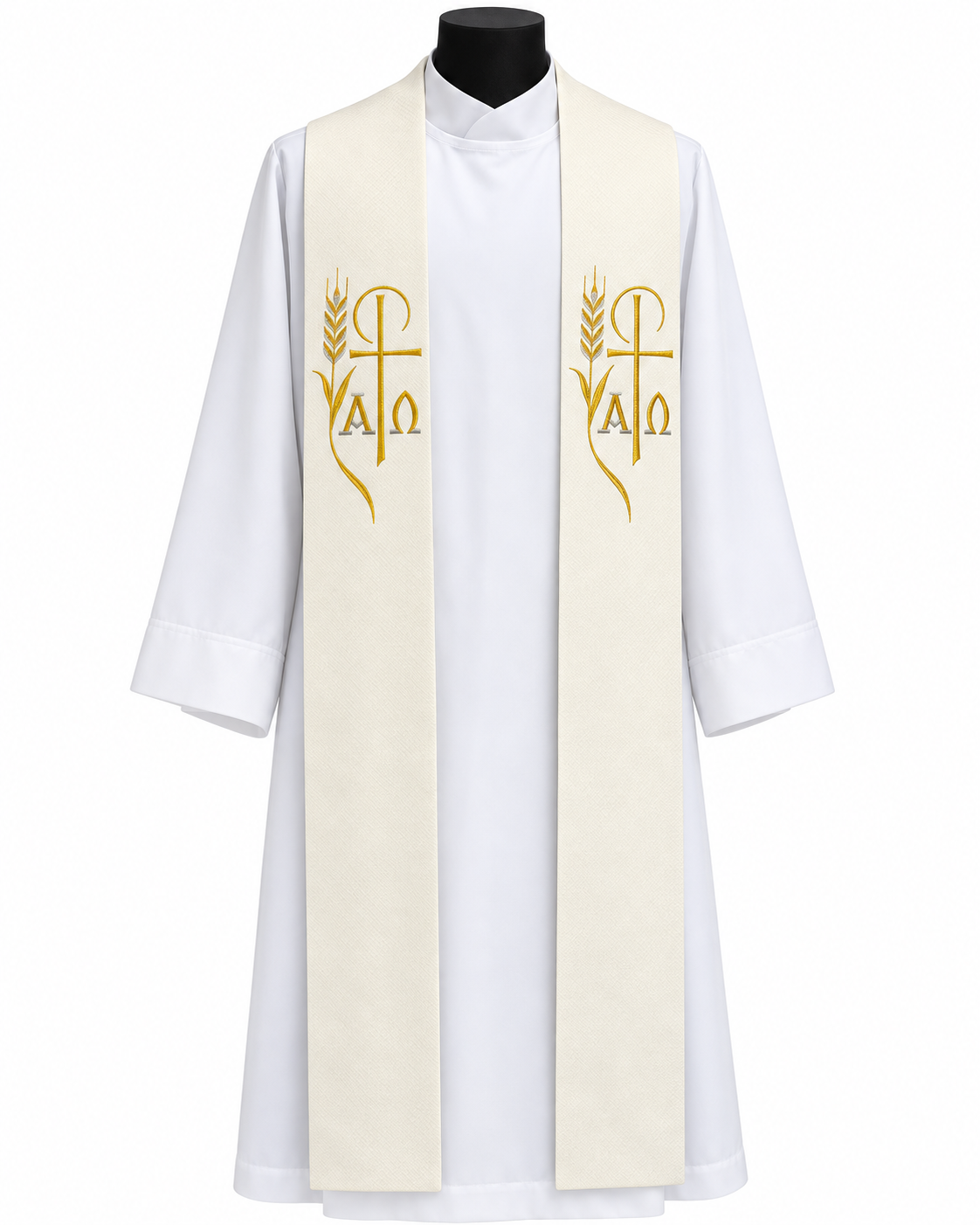 #361 Embroidered Alpha Omega Overlay Stole | 100% Polyester | All Colors