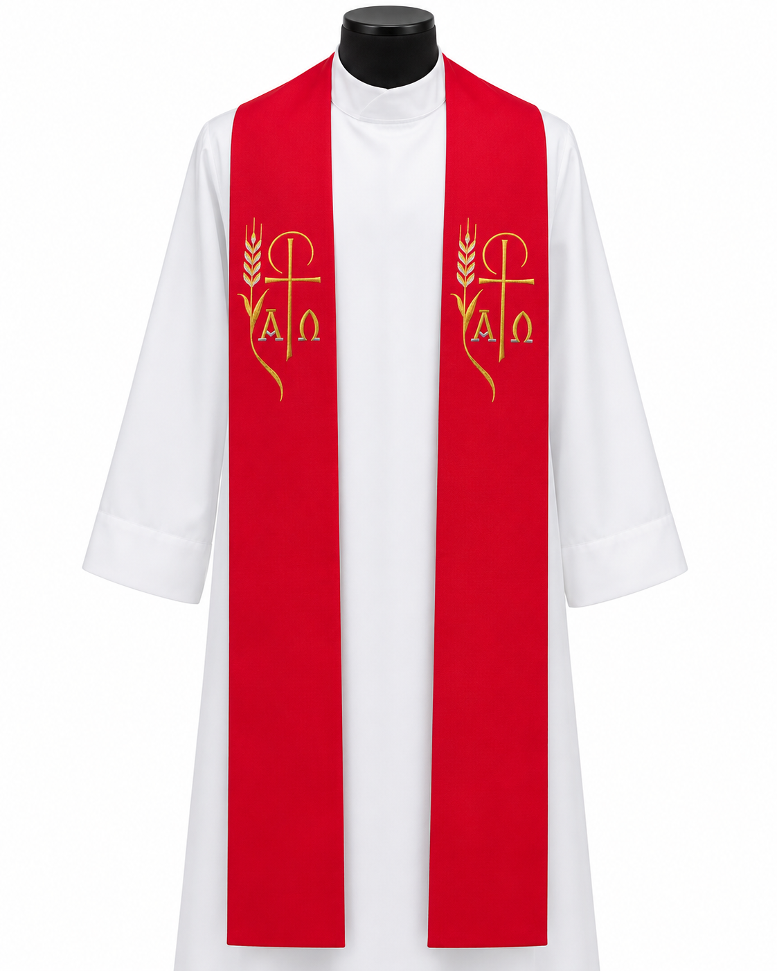 #361 Embroidered Alpha Omega Overlay Stole | 100% Polyester | All Colors