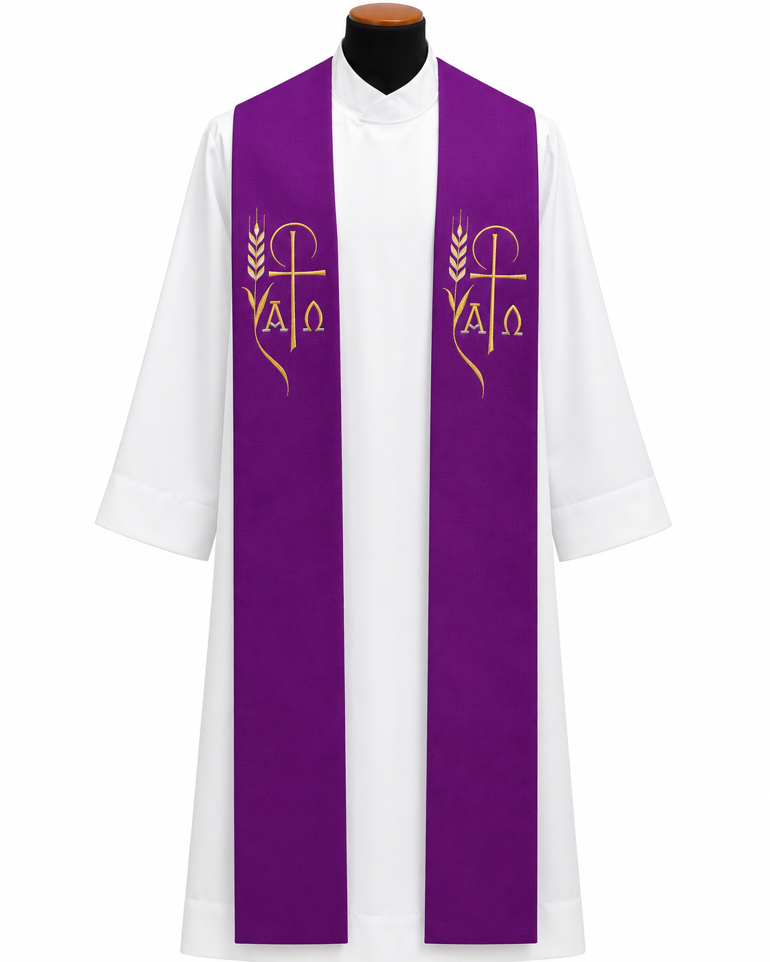 #361 Embroidered Alpha Omega Overlay Stole | 100% Polyester | All Colors