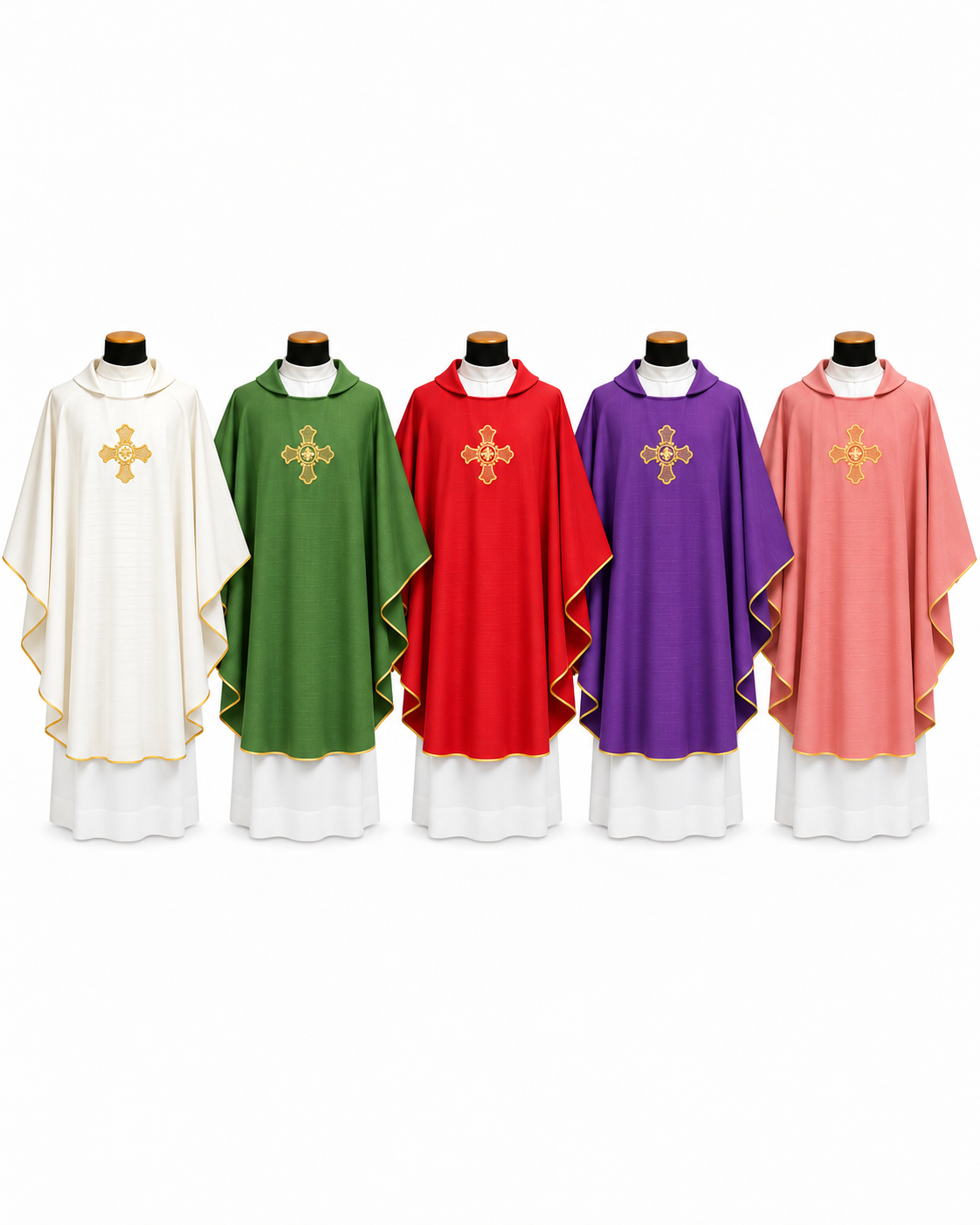 #369 Embroidered Cross Motif Chasuble | Poly/Viscose | All Colors