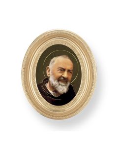 Gold Oval Frame with a Padre Pio Print