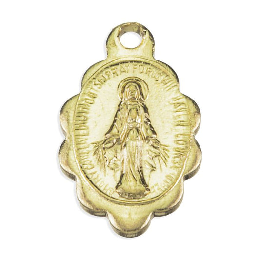 Scalloped Miraculous Medal in Gold Finish
