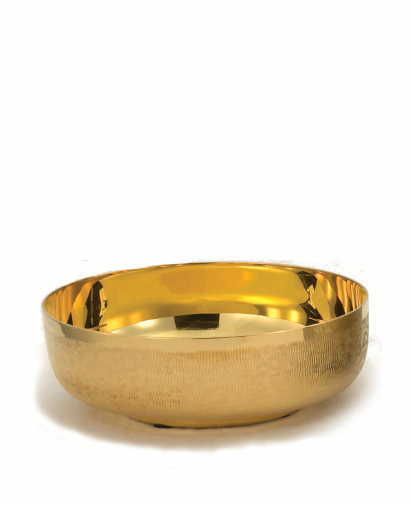 6 1/8" Open Ciborium | 24k Gold Plated | Hammered Straw Texture