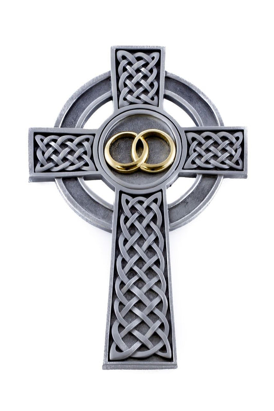 8" Fine Pewter Knotted Celtic Wedding/Anniversary Cross