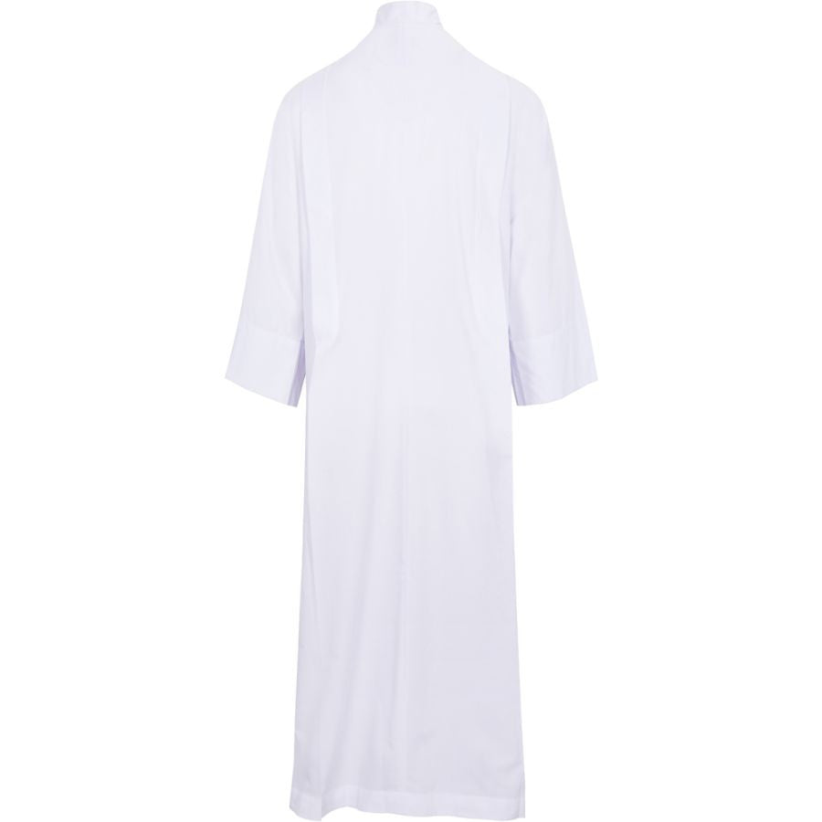 Front Wrap Coat Style Alb | Velcro Closure | White | Lightweight Poly/Viscose