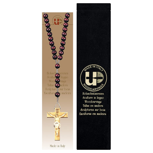 Wood Rosary with Crucifix & Velvet Case