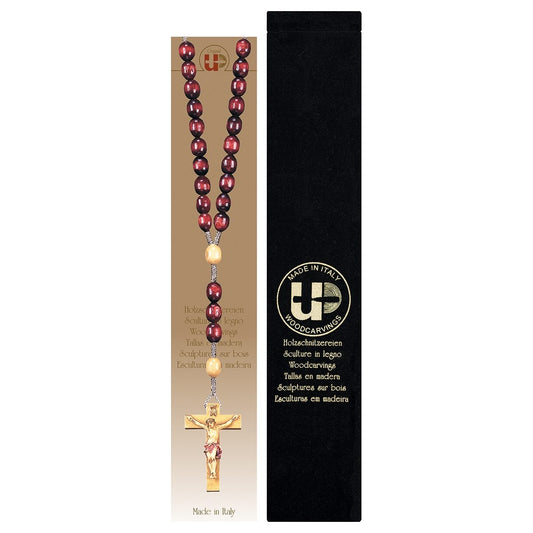 Wood Rosary with Crucifix & Velvet Case