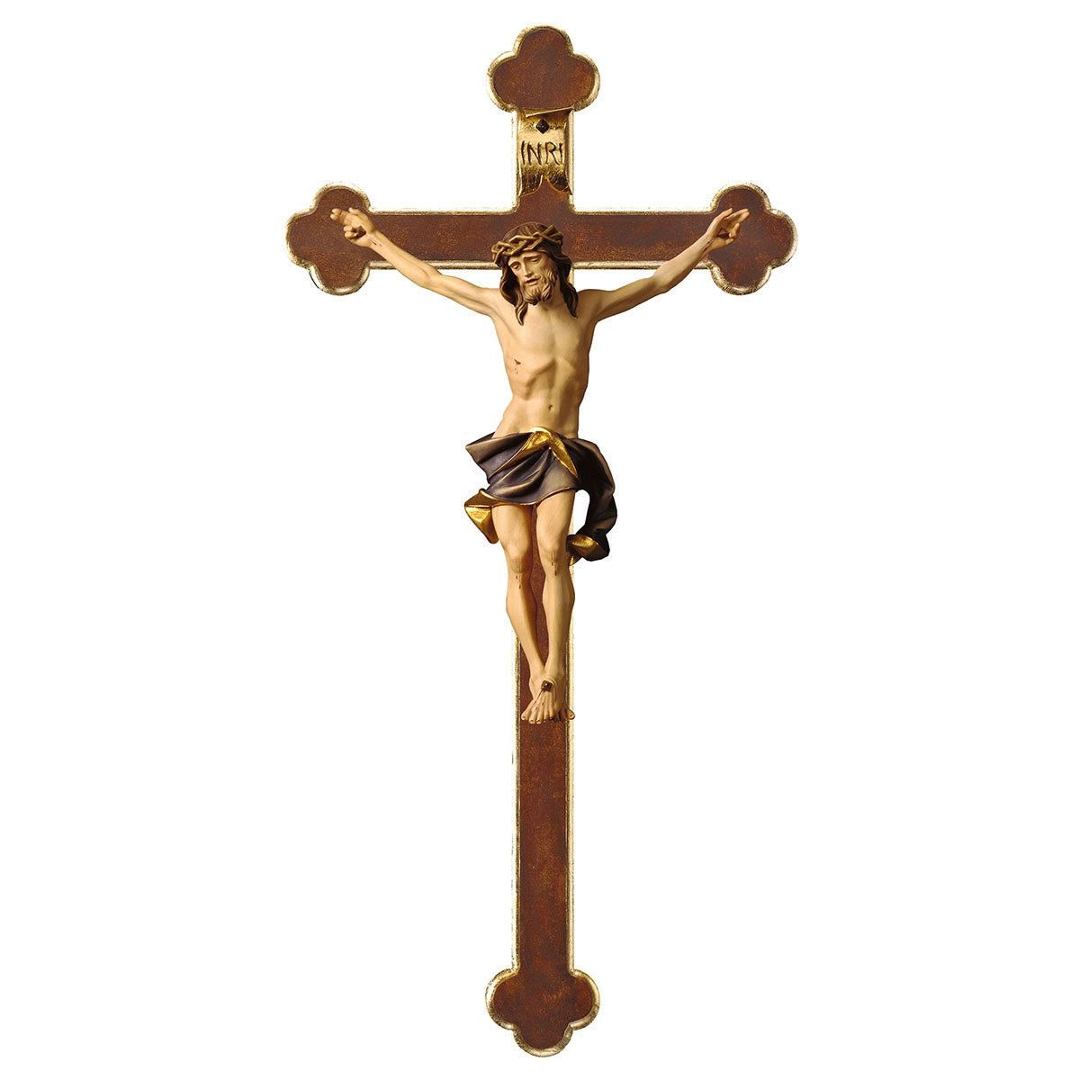 Full Color Nazarean Baroque Crucifix | Hand Carved in Italy | Multiple Sizes