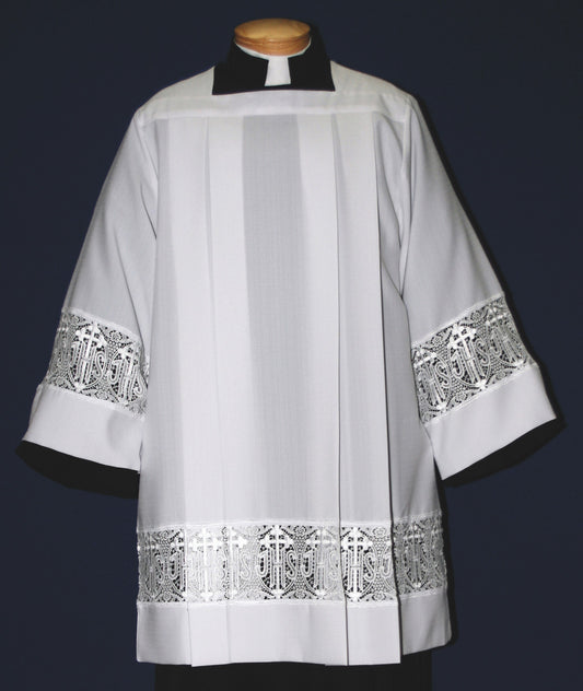 #4216S Latin Cross Lace Insertion Surplice | Smooth Poly