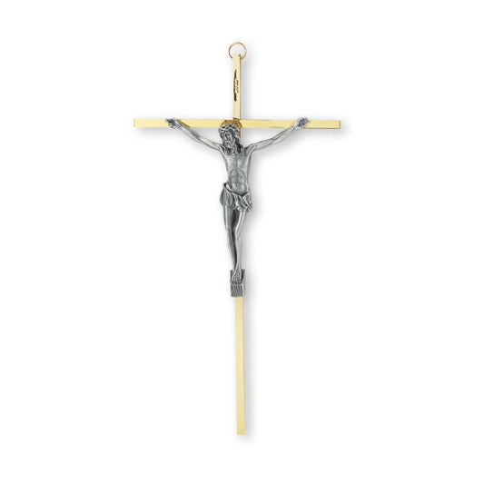 Brass Crucifix with an Antique Silver Finish Corpus