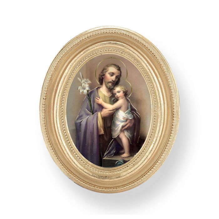 Gold Oval Frame with a Saint Joseph Print