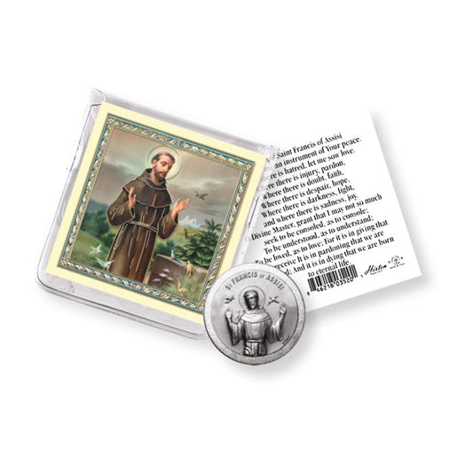 Saint Francis Pocket Coin with a Holy Card