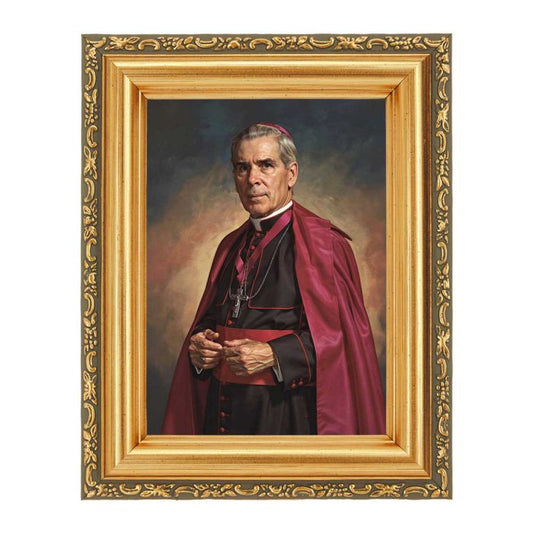 Archbishop Fulton Sheen Print in Antique Gold Frame
