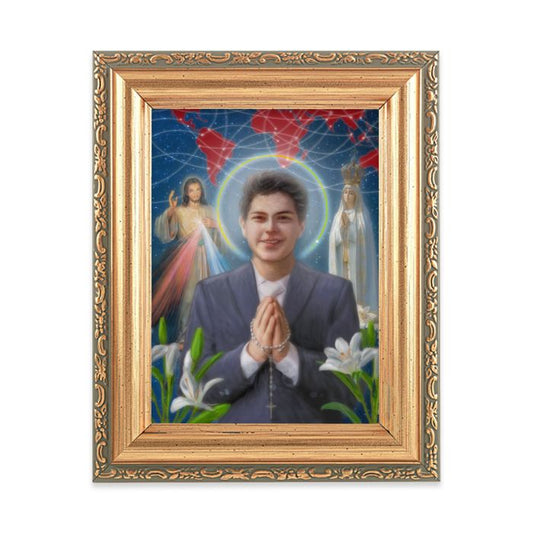 St. Carlo Acutis Print in Antique Gold Frame