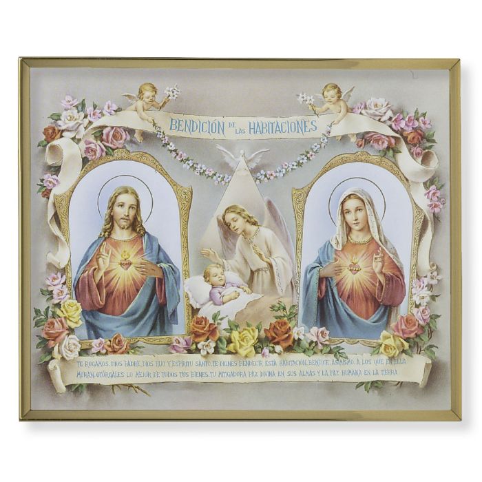 Gold Plaque Frame with a Baby Room Blessing in Spanish Print