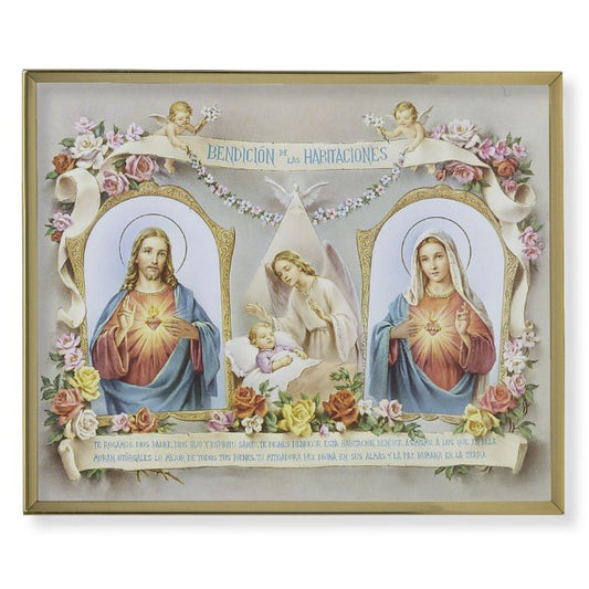 Gold Plaque Frame with a Baby Room Blessing in Spanish Print