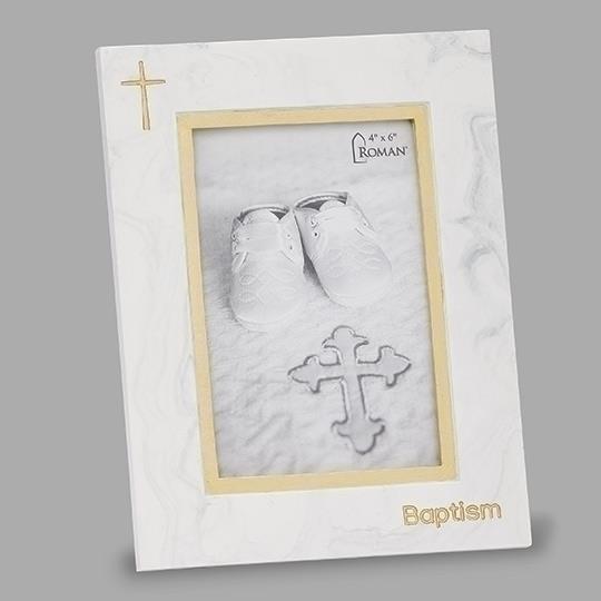 8.5"H MARBLE BAPTISM FRAME HOLDS 4X6