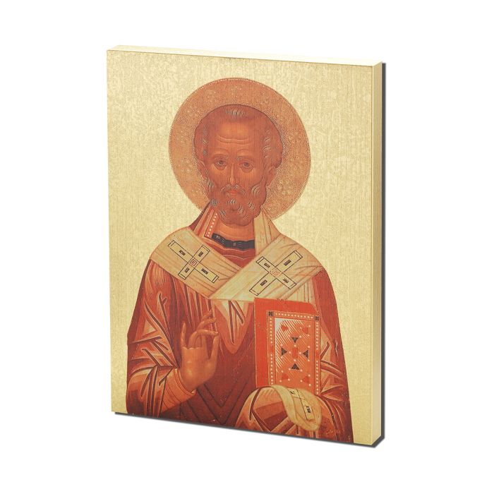 Saint Nicholas Icon Textured Wood Plaque