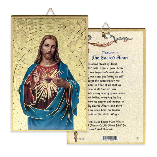 Gold Foil Sacred Heart of Jesus Mosaic Plaque