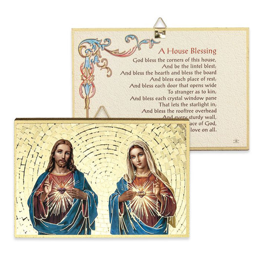 Gold Foil The Sacred Hearts Mosaic Plaque