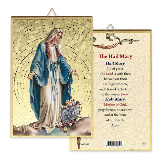 Gold Foil Our Lady of Grace Mosaic Plaque