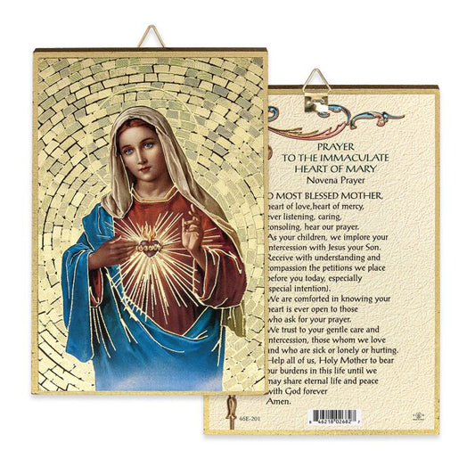 Gold Foil Immaculate Heart of Mary Mosaic Plaque