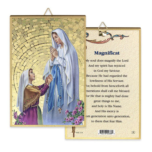 Gold Foil Our Lady of Lourdes Mosaic Plaque