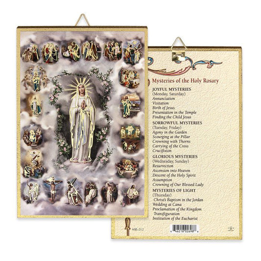 Gold Foil Mysteries of the Rosary Mosaic Plaque