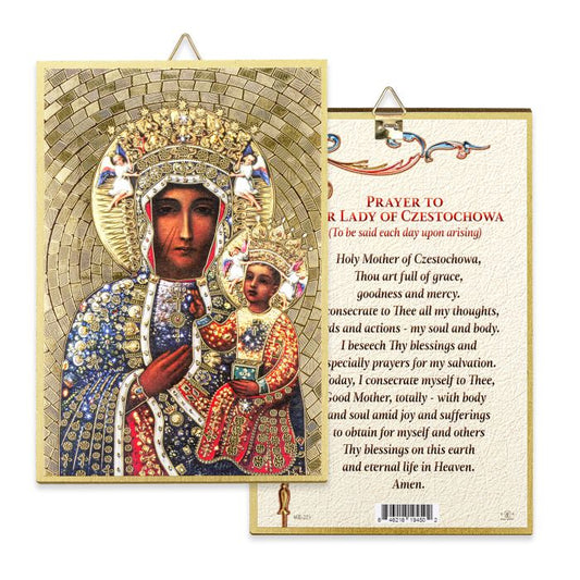 Gold Foil Our Lady of Czestochowa Mosaic Plaque
