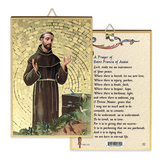 Gold Foil Saint Francis Mosaic Plaque