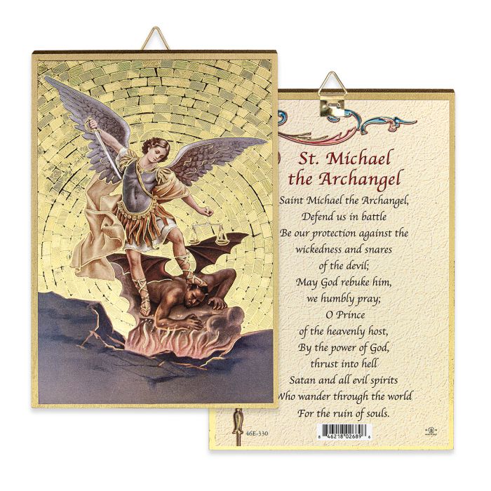 Gold Foil Saint Michael Mosaic Plaque