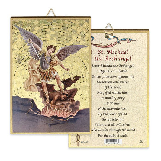 Gold Foil Saint Michael Mosaic Plaque