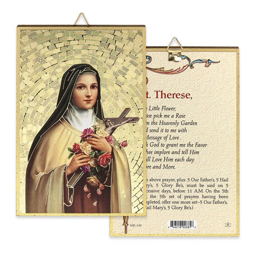 Gold Foil Saint Therese Mosaic Plaque