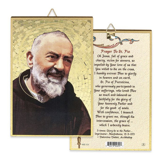 Gold Foil Saint Pio Mosaic Plaque