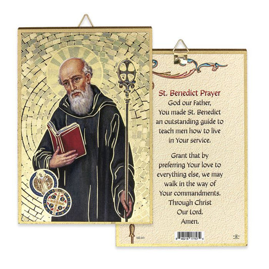 Gold Foil Saint Benedict Mosaic Plaque