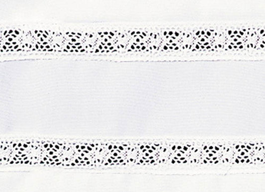 #4772 Lace Band Front Wrap Alb | Smooth Poplin Polyester