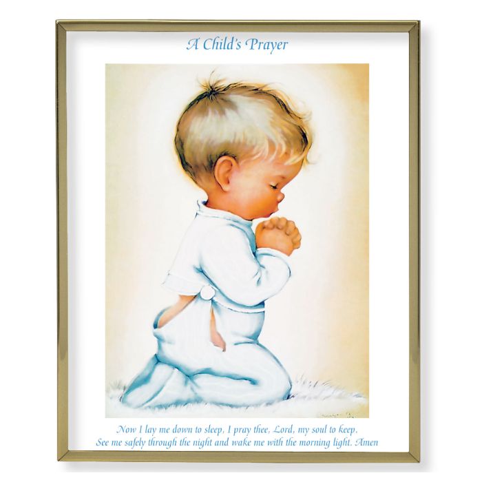 Gold Plaque Frame with a Praying Boy Print